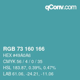 Color code: RGB 73 160 166 | qconv.com