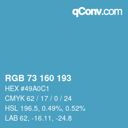颜色代码: RGB 73 160 193 | qconv.com