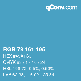 颜色代码: RGB 73 161 195 | qconv.com