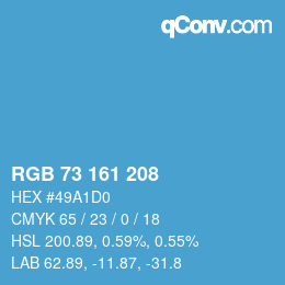 Color code: RGB 73 161 208 | qconv.com