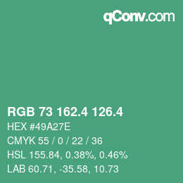 カラーコード: RGB 73 162.4 126.4 | qconv.com