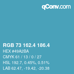 カラーコード: RGB 73 162.4 186.4 | qconv.com