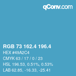 カラーコード: RGB 73 162.4 196.4 | qconv.com