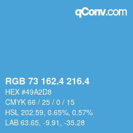 カラーコード: RGB 73 162.4 216.4 | qconv.com