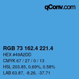 カラーコード: RGB 73 162.4 221.4 | qconv.com
