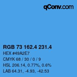 カラーコード: RGB 73 162.4 231.4 | qconv.com