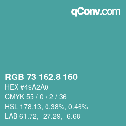 Color code: RGB 73 162.8 160 | qconv.com