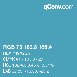カラーコード: RGB 73 162.8 186.4 | qconv.com
