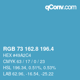 カラーコード: RGB 73 162.8 196.4 | qconv.com