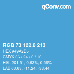 カラーコード: RGB 73 162.8 213 | qconv.com