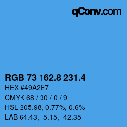 カラーコード: RGB 73 162.8 231.4 | qconv.com