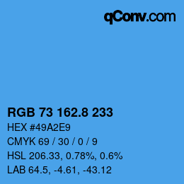 カラーコード: RGB 73 162.8 233 | qconv.com
