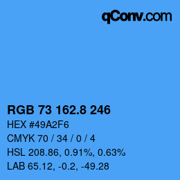 カラーコード: RGB 73 162.8 246 | qconv.com