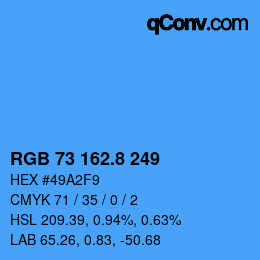 カラーコード: RGB 73 162.8 249 | qconv.com