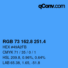 カラーコード: RGB 73 162.8 251.4 | qconv.com