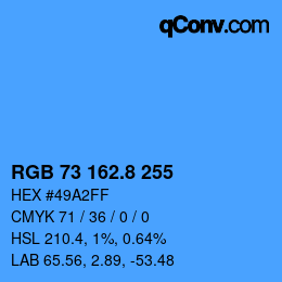 Color code: RGB 73 162.8 255 | qconv.com