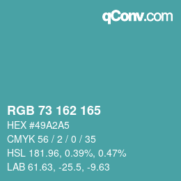Color code: RGB 73 162 165 | qconv.com