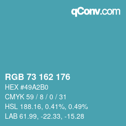 Color code: RGB 73 162 176 | qconv.com