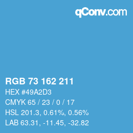 Color code: RGB 73 162 211 | qconv.com