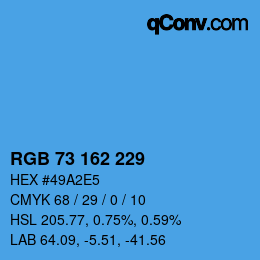 颜色代码: RGB 73 162 229 | qconv.com