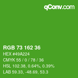 カラーコード: RGB 73 162 36 | qconv.com