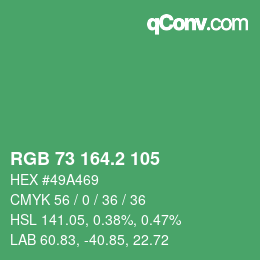 カラーコード: RGB 73 164.2 105 | qconv.com