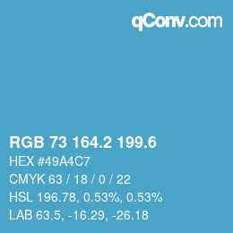 カラーコード: RGB 73 164.2 199.6 | qconv.com