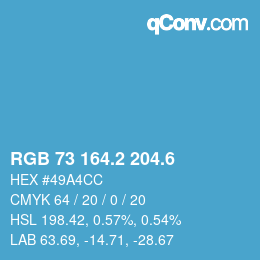カラーコード: RGB 73 164.2 204.6 | qconv.com