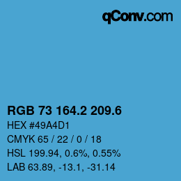 カラーコード: RGB 73 164.2 209.6 | qconv.com