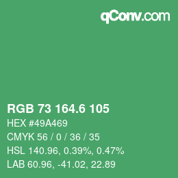 カラーコード: RGB 73 164.6 105 | qconv.com