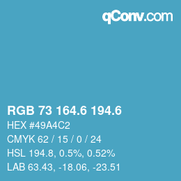 カラーコード: RGB 73 164.6 194.6 | qconv.com