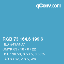 カラーコード: RGB 73 164.6 199.6 | qconv.com