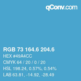 カラーコード: RGB 73 164.6 204.6 | qconv.com