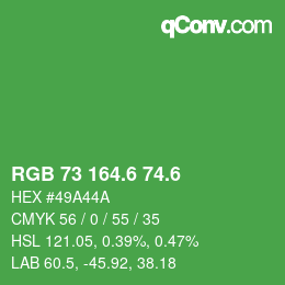 カラーコード: RGB 73 164.6 74.6 | qconv.com
