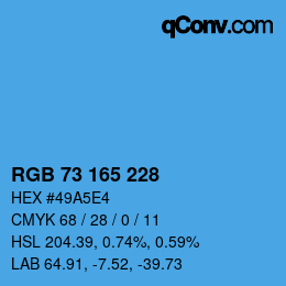 Color code: RGB 73 165 228 | qconv.com