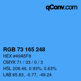 Color code: RGB 73 165 248 | qconv.com