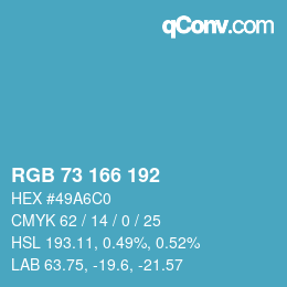 Color code: RGB 73 166 192 | qconv.com