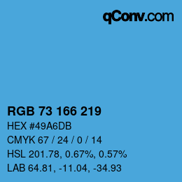 Color code: RGB 73 166 219 | qconv.com