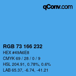 Color code: RGB 73 166 232 | qconv.com