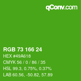 Color code: RGB 73 166 24 | qconv.com
