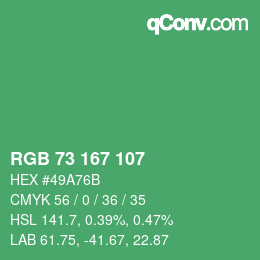 Código de color: RGB 73 167 107 | qconv.com