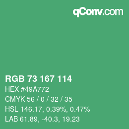 Color code: RGB 73 167 114 | qconv.com