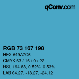 Color code: RGB 73 167 198 | qconv.com