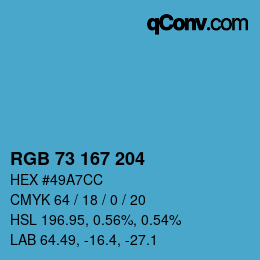 Color code: RGB 73 167 204 | qconv.com