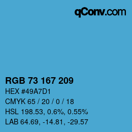 Color code: RGB 73 167 209 | qconv.com