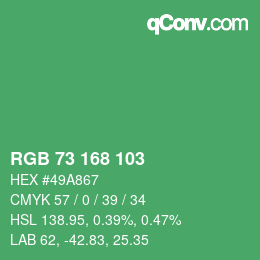 Color code: RGB 73 168 103 | qconv.com