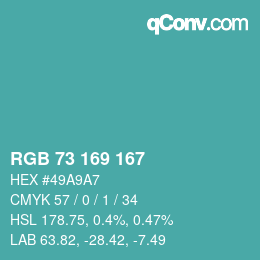 Color code: RGB 73 169 167 | qconv.com