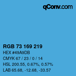 Color code: RGB 73 169 219 | qconv.com