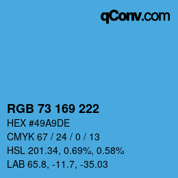 Color code: RGB 73 169 222 | qconv.com