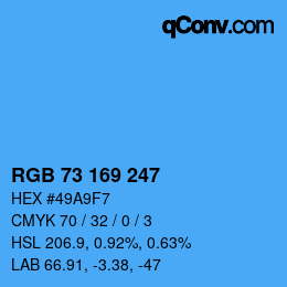 カラーコード: RGB 73 169 247 | qconv.com